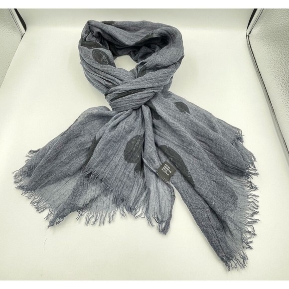 Unisex Fringe Scarf Gray Cotton Viscose Long Rectangular 72 in X 40 in - Picture 2 of 11